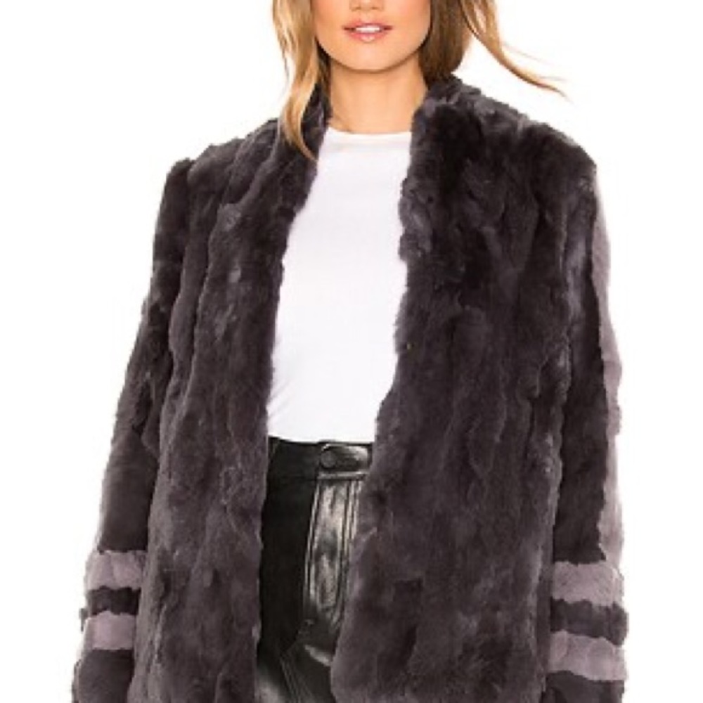 Heartloom | Charcoal Tess Genuine Fur Coat In Charcoal Sz Small